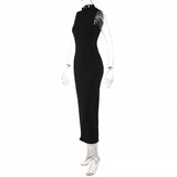 Women Dresses round Neck Sleeveless Slim Fit Slit Long Dress