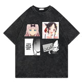 Washed retro T-shirt street print graphic casual cotton summer short sleeves