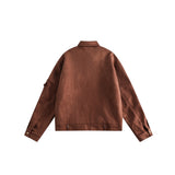 Unisex Jacket Vintage Suede Stitching Pu Turn-down Collar Coat Men and Women Loose Jacket