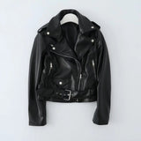 Women Leather Jacket Autumn Slim-Fitting Biker Jacket Pu Leather Women's Short Coat