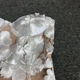Women Evening Dress Elegant Lace Three-Dimensional Flower Sexy Dress Dress