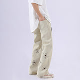 Men Jeans Pistol Patchwork Jeans Loose Retro Black Pants