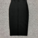 Women Evening Dress Black Strapless Mesh Sexy Sheath Dress
