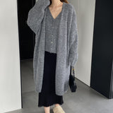 Women Knitted Two-Piece Set Knitted Two-Piece Autumn and Winter Long Vest Coat Set A3388