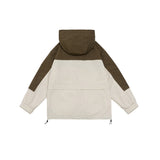 Unisex Jacket Vintage Color Contrast Patchwork Hooded Jacket Shell Jacket Baggy Coat