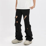 Men Jeans Ripped Straight Jeans Vintage Loose Denim Trousers