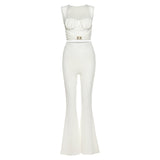 Women T-shirt Fall/Winter Sexy Slim Hip Wide Leg Pants Casual Suit