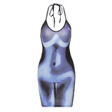 Women Dresses Fall Sexy U Collar Backless Sheath Dress