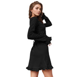 Women Dress Knitted Dress Women's Autumn and Winter round Neck Long Sleeve A- line Skirt