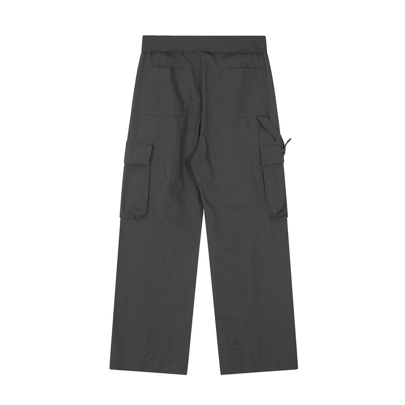Men Sweatpants Multi-Pocket Straight Casual Loose-Fitting Wide-Leg Trousers
