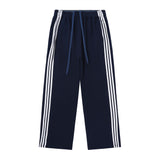 Men Sweatpants Side Stripe Stitching Casual Trousers Loose Wide Leg Pants