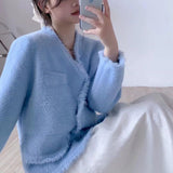 Women Knitted Cardigan Autumn and Winter Tassel Loose Sweater Cardigan