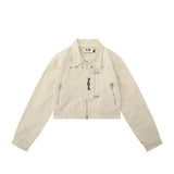 Women Jacket Loose Lapels Zipper Pocket Autumn Long Sleeve Coat