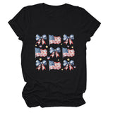T-shirt bow star print crew neck short sleeve