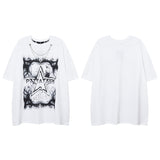 Men T Shirt Floral Print Vintage Retro Couple Short Sleeve T-shirt Men and Women Hip Hop