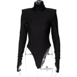 Women Jumpsuit Summer Turtleneck Long Sleeve Finger Stall Slim Fit Dress
