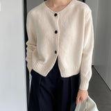 Women Cardigan Sweater Autumn Thick Sweater Button Long Sleeve round Neck Short Top Cardigan Coat 8t3119