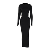 Women Dresses Fall Slim Fit round-Neck Long-Sleeved Dress