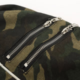 Women Long Skirt Camouflage Workwear Midi Skirt Multi-Pocket Multi-Button Zipper Skirt