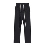 Men Sweatpants Solid Color Casual Trousers Baggy Straight Trousers