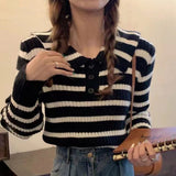 Women Knitwear Autumn and Winter Striped Lapel Knitwear Pullover Sweater