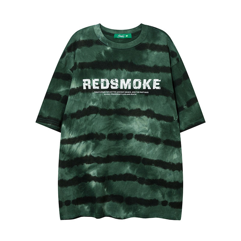 Men T Shirt Summer Gradient Striped Contrast Color Short Sleeve T-shirt