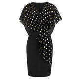 Women Date Dress Summer Polka Dot Printed Chiffon Dress V-neck Hip Skirt