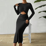 Women Dress Autumn Winter Sexy Hollow Sheath Party Dress