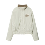 Women Jacket Embroidered Coat Retro Autumn and Winter Stand Collar Casual Loose Sports Jacket