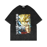 Washed vintage short-sleeved T-shirt oversize