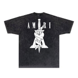 Amiri T-shirt Washed and Worn Retro Short Sleeve T-shirt