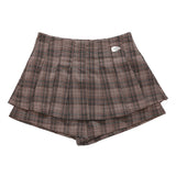 Women Shorts Plaid Pleated Pantskirt
