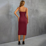 Women Dress Sexy V-neck Slim Fit Hip Bag Party Sling Dress