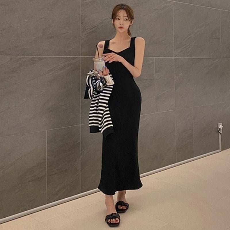 Women Dresses V-neck Sling Vest Dress Sleeveless Maxi Dress
