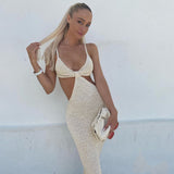 Women Dresses Hollow Backless Sling Dress Slim Fit Long Dress