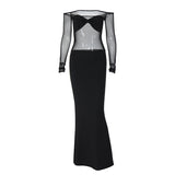 Women Dresses Mesh Long Sleeve Sexy Dress