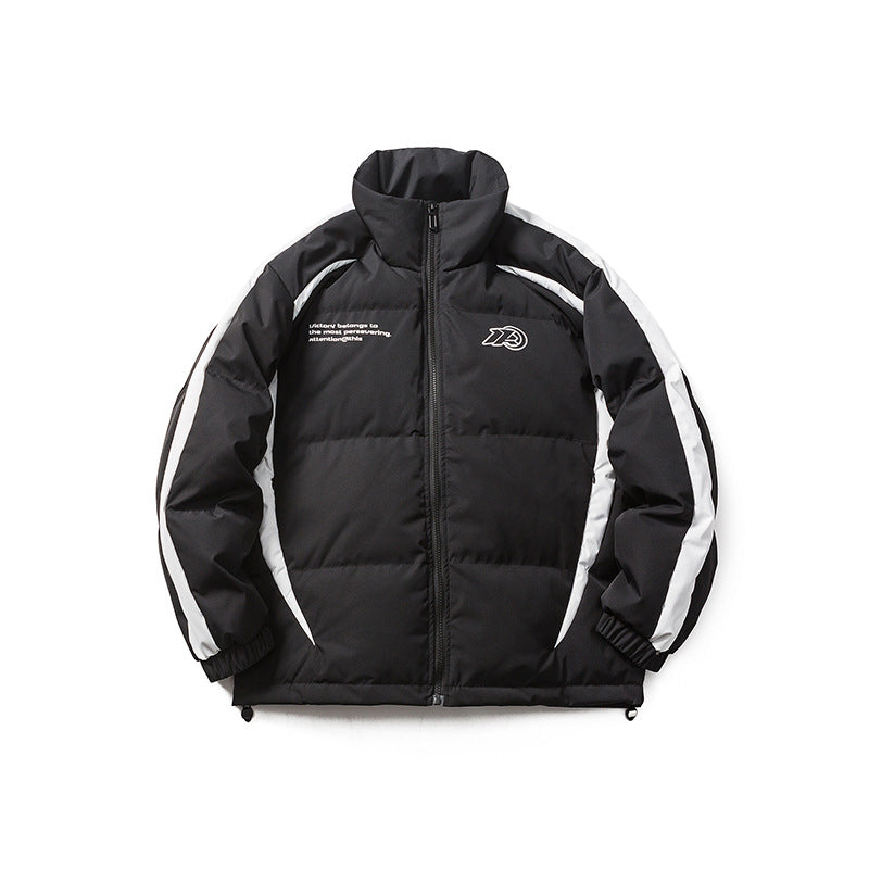 Unisex Winter Cotton Coat Stand-up Collar down Jacket Retro Warm down Jacket