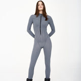 Women Jumpsuit Autumn and Winter Long Sleeves High Elastic Zipper Jumpsuit