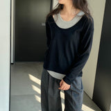 Women Knitted Two-Piece Set Spring Loose Sweater round Neck Vest Blouse Ab29