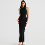 Women Dresses Sexy Backless Hollow Split Dress