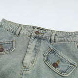 Women Long Skirt Denim Skirt Split Pocket A- line Skirt