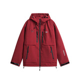 Unisex Winter Cotton Coat Three-Dimensional Multi-Pocket Hooded down Jacket
