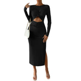 Women Dress Autumn Winter Sexy Hollow Sheath Party Dress