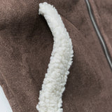 Unisex Winter Cotton Coat Suede Lapel Cotton-Padded Coat Vintage Pocket Decoration Warm-Keeping Cotton Clothing