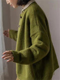 Women Knitted Cardigan Vintage Cardigan Sweater Autumn Loose Sweater