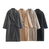 Women Woolen Coat Autumn and Winter Long over the Knee Woolen Coat
