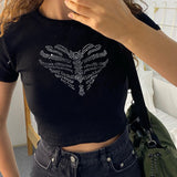 Women T-shirt Summer Slim Fit Midriff-Baring T-shirt