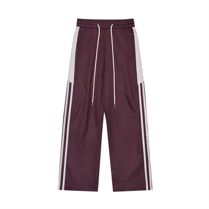 Men Sweatpants Side Stitching Contrast Color Casual Pants Men's Loose Straight Trousers with an Elasticated Waist