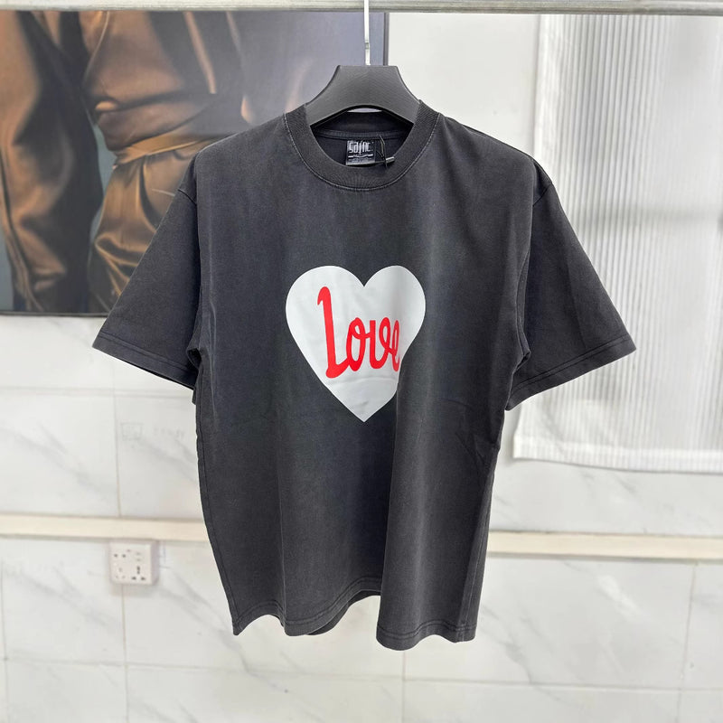 Mens T-shirts Saint Michael 25SS LOVE Vintage Washed Old Short Sleeve T-Shirt
