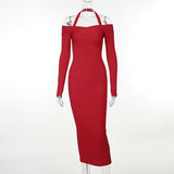 Women Dresses Retro Slim-Fit Long Sleeve Dress Autumn